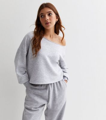 Off the shoulder outlet gray sweatshirt