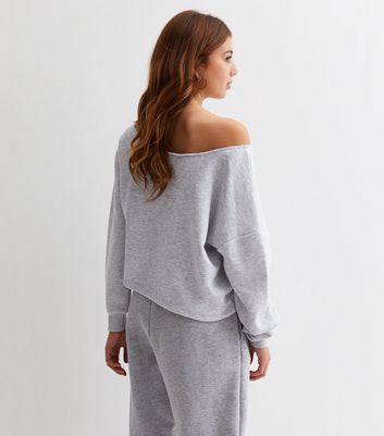 Off shoulder outlet grey sweatshirt