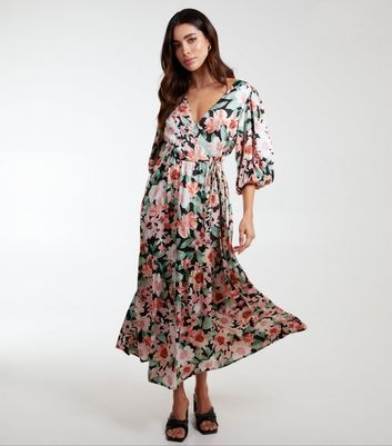 Blue vanilla floral wrap dress online