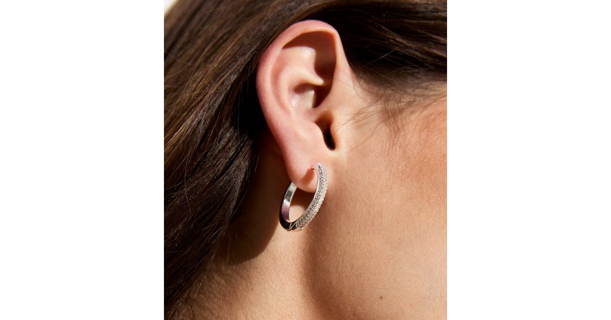 Elara Sparkling Cubic Zirconia J Hoop Earrings
