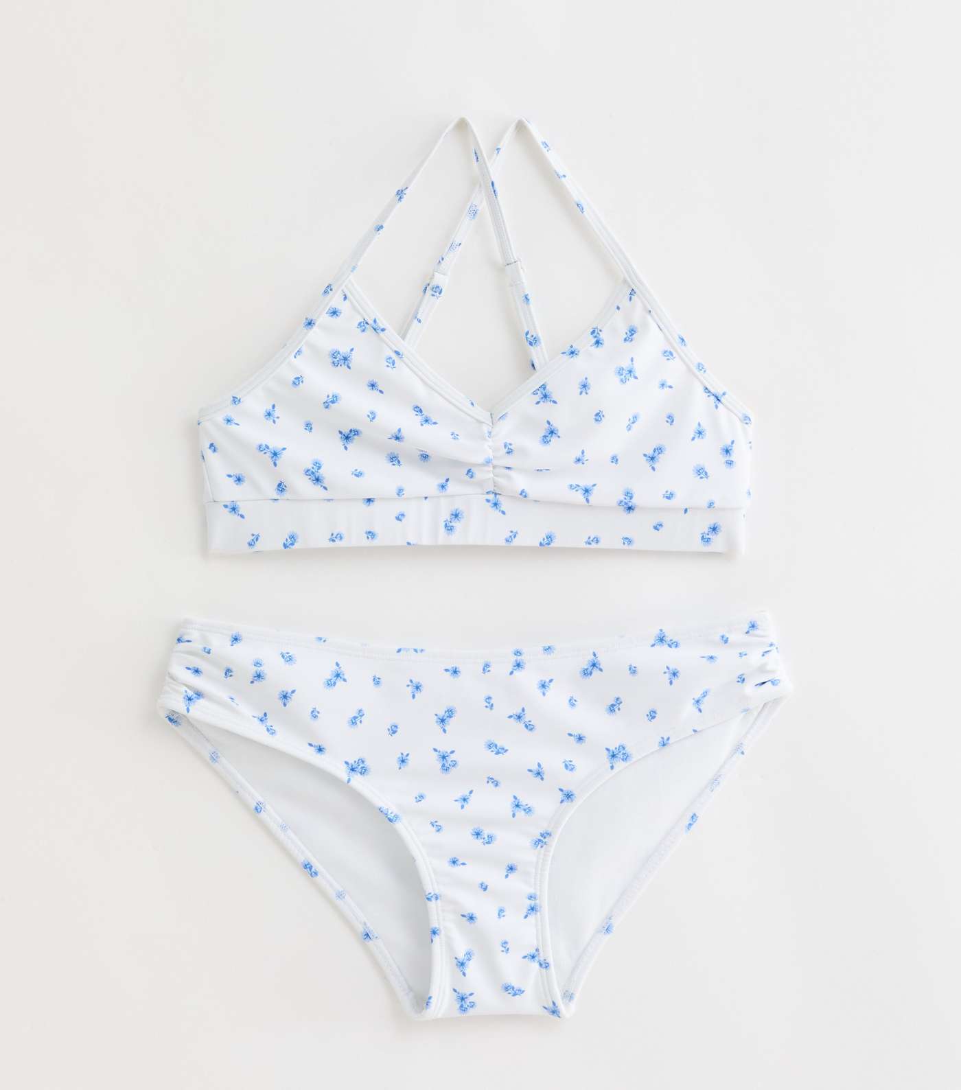Girls White Ditsy Floral Triangle Bikini Set
