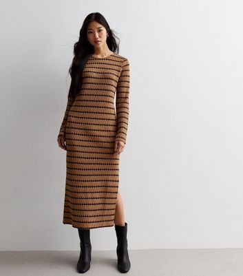 Striped knit deals midi dress