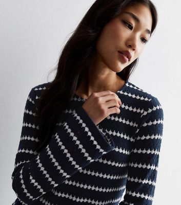 Blue Stripe Knit Midi Dress New Look