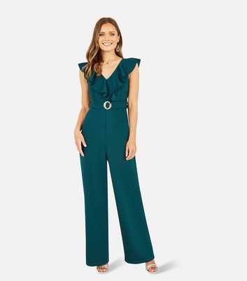 Mela Green Frill Sleeveless Belted Jumpsuit