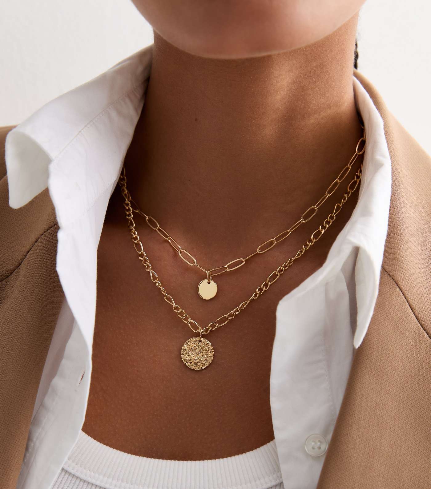 Gold Circle Disc Chain Necklace