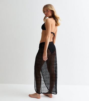 Black lace wrap skirt best sale