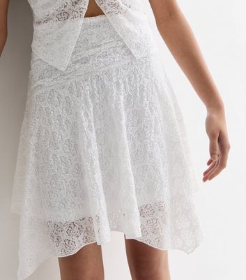 Girls White Lace Mini Skirt New Look