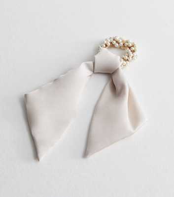 Faux Pearl and Satin Bow Scrunchie