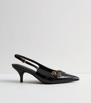 Black kitten heel court shoes on sale