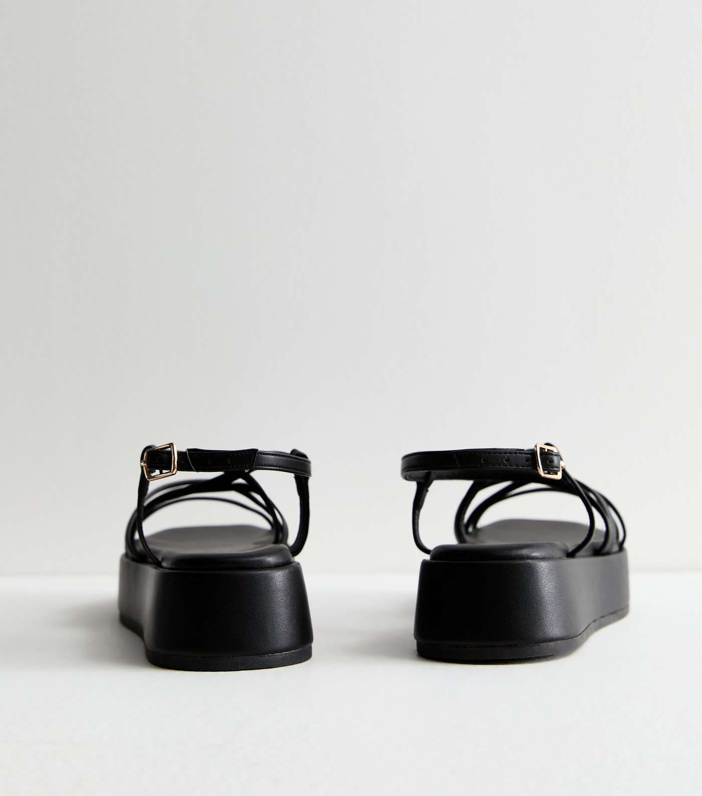 Black Multi Strap Flatform Sandals Image 4
