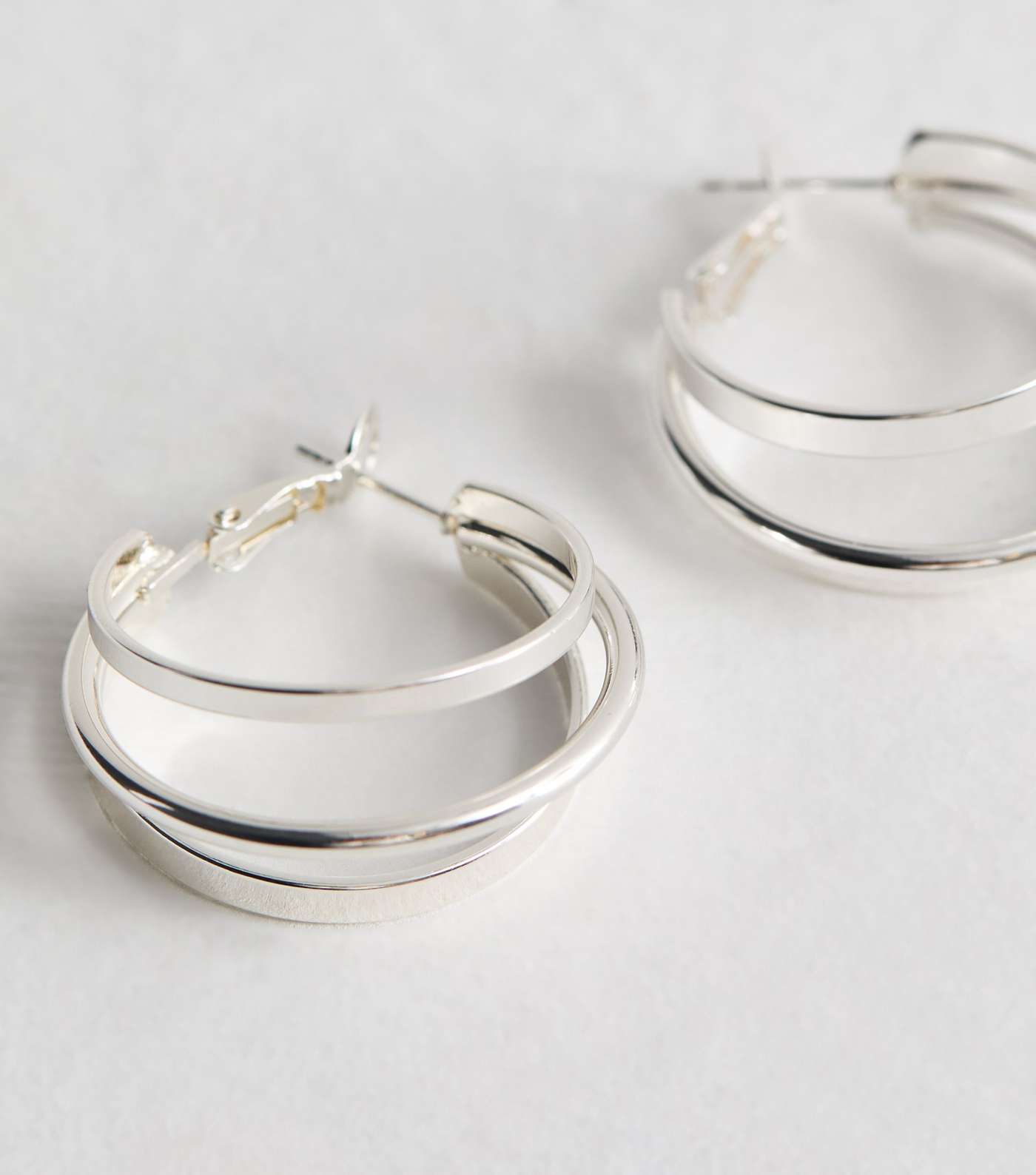Real Silver Plate Triple Hoop Earrings Image 5