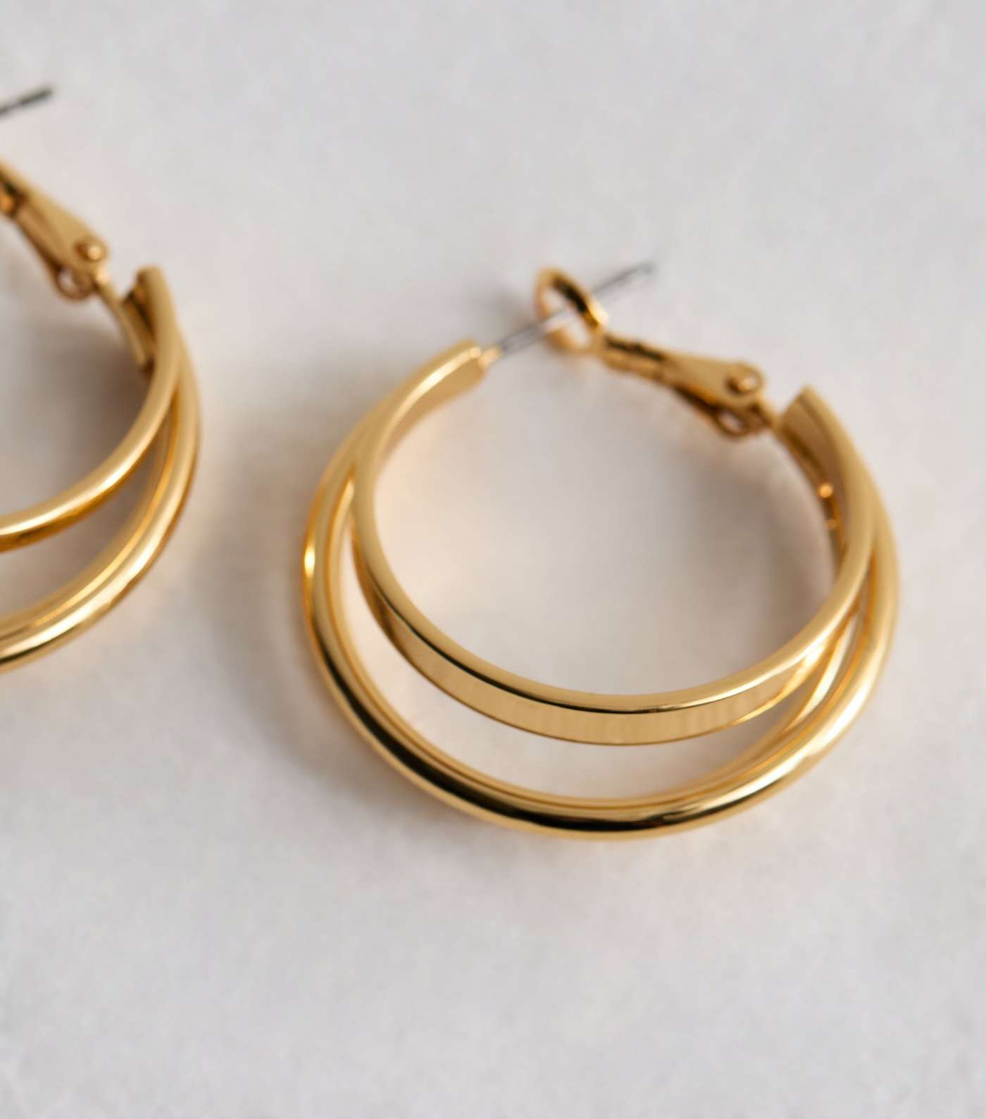 Real Gold Plated Tripe Hoop Earrings Image 4