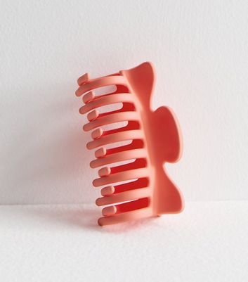 Coral Matte Large Hair Claw Clip New Look