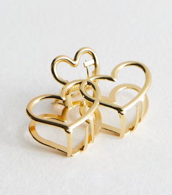 Gold Cut Out Heart Hair Claw Clip New Look