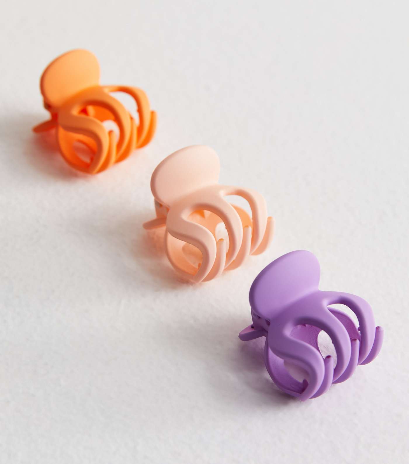 3 Pack Purple Orange and Pale Pink Mini Hair Claw Clips Image 2