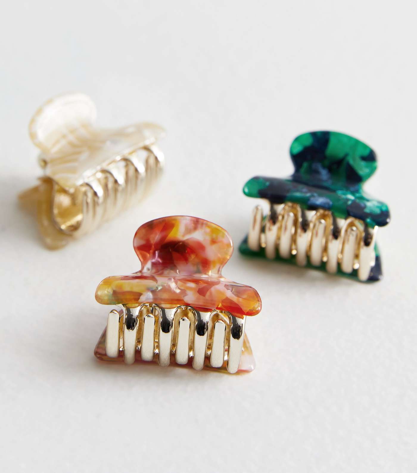 3 Pack Multicoloured Mini Resin Hair Claw Clips Image 2