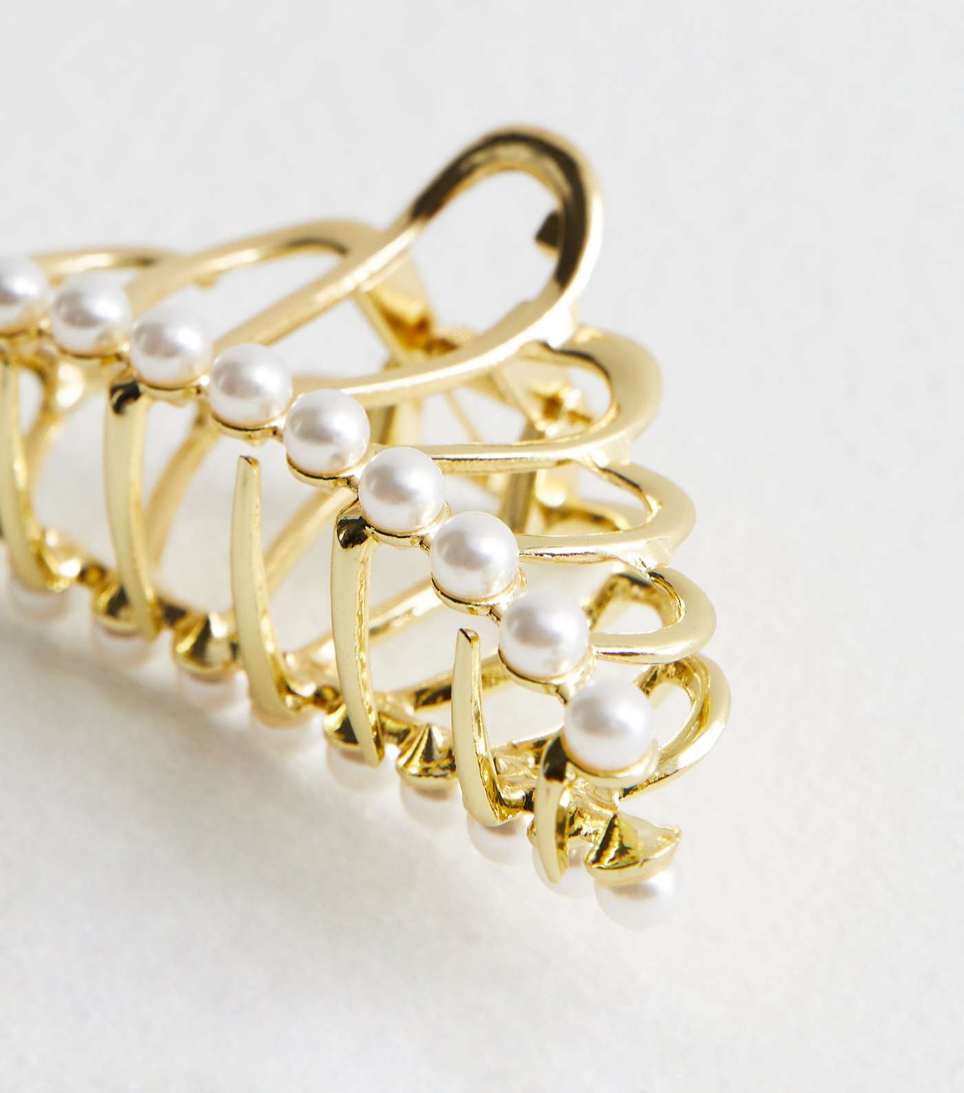 Gold Faux Pearl Curved Hair Claw Clip Image 2