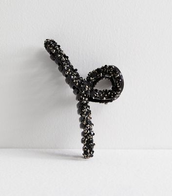 Black Sequin Embellished Hair Claw Clip New Look