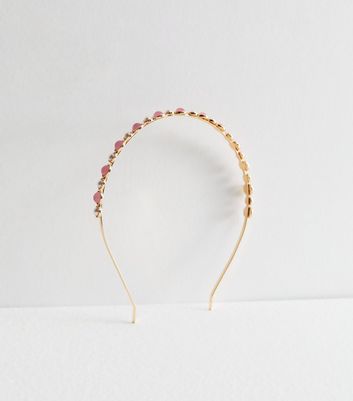 Gold Faux Pearl and Gem Headband New Look