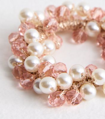 Pink Bead and Faux Pearl Hairband New Look