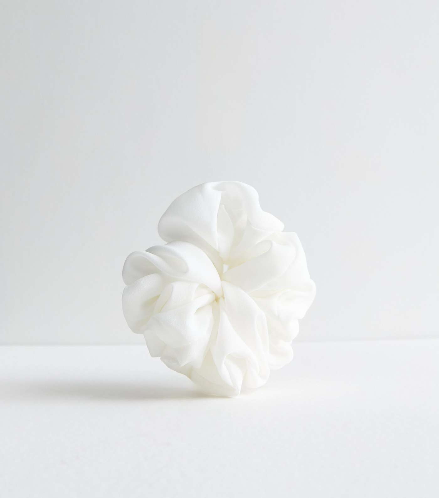 White Ruched Oversized Scrunchie Image 2