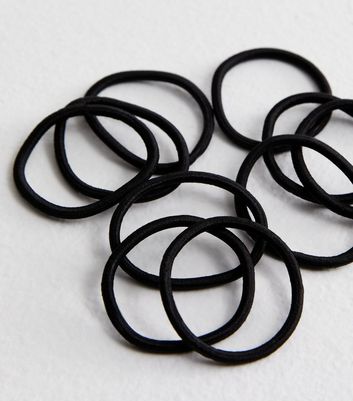 Black 10 Pack Thick Hair Bands New Look
