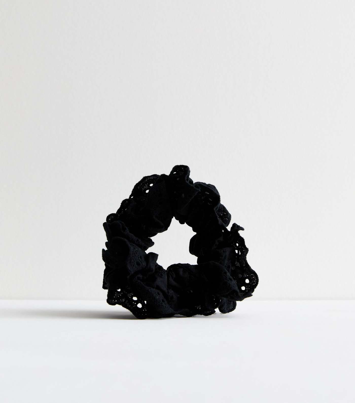 Black Broderie Frill Hair Scrunchie Image 2