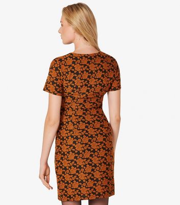 Apricot Rust Rose Print Jacquard Mini Dress New Look