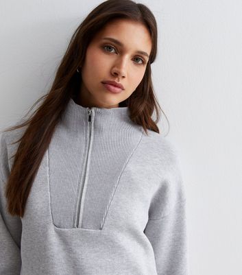 Grey zip neck clearance jumper