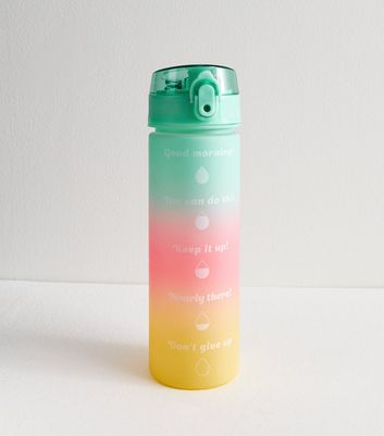 Multicoloured Ombre 650ML Water Bottle New Look