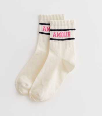 Off White Amour Ribbed Tube Socks