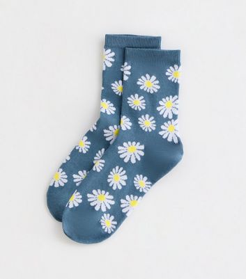 Blue Daisy Tube Socks New Look
