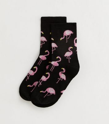 Black Flamingo Socks New Look