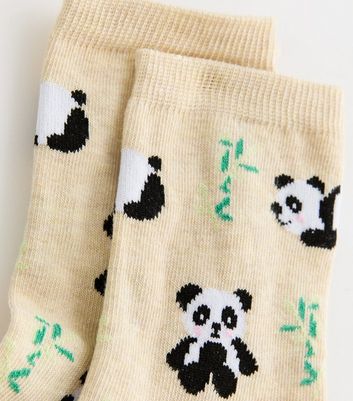Cream Panda Socks New Look