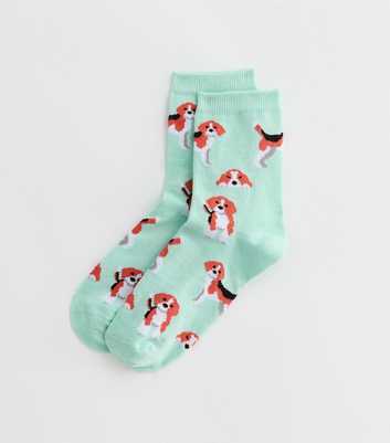 Mint Green Beagle Socks