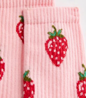 Pink Strawberry Tube Socks New Look