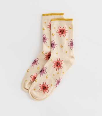 Cream Zodiac Sun Socks