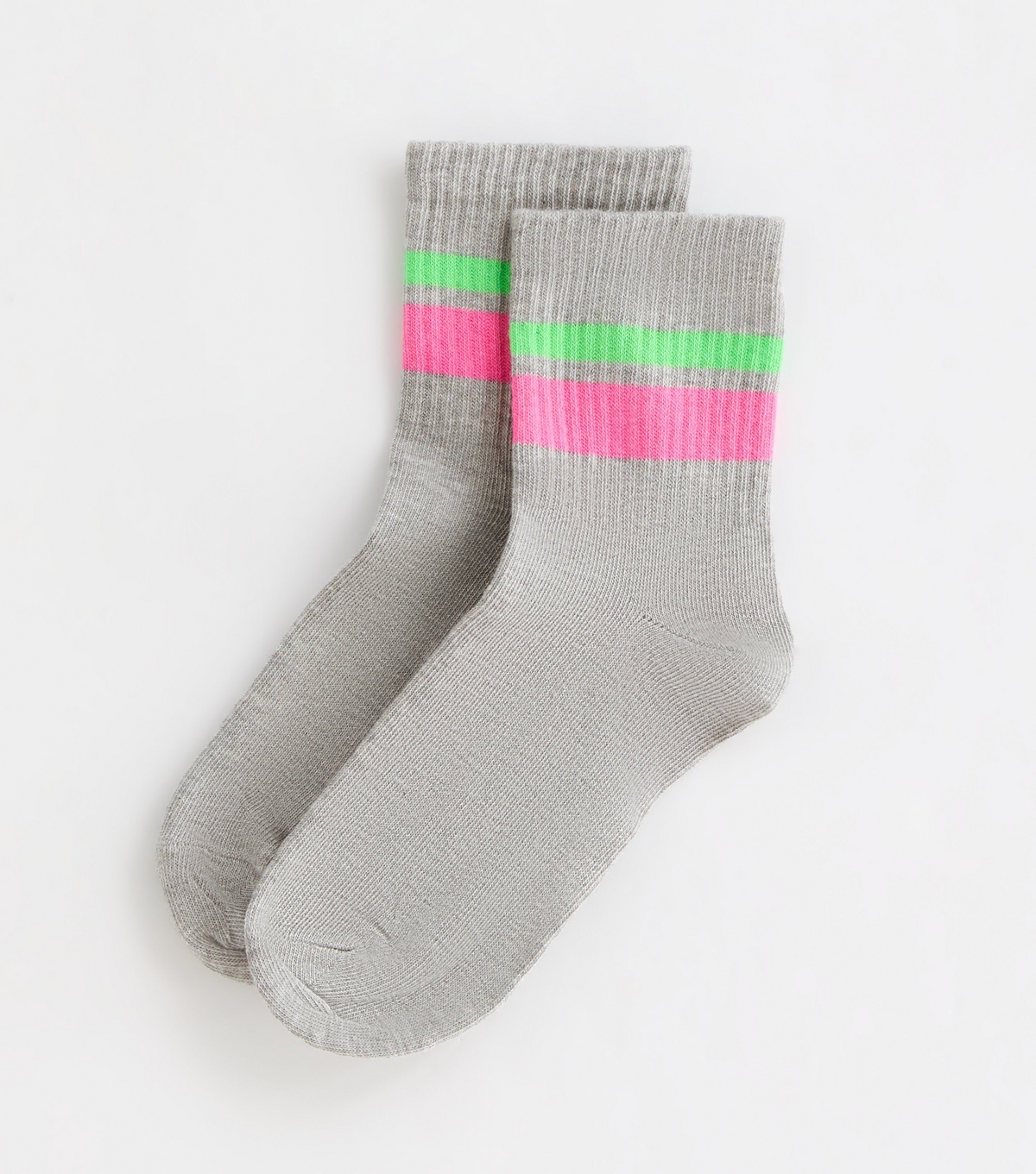 Grey Stripe Tube Socks New Look