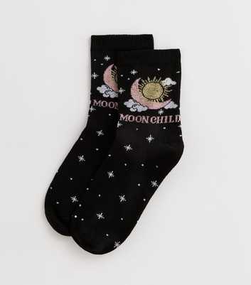 Black Glitter Moon Child Socks