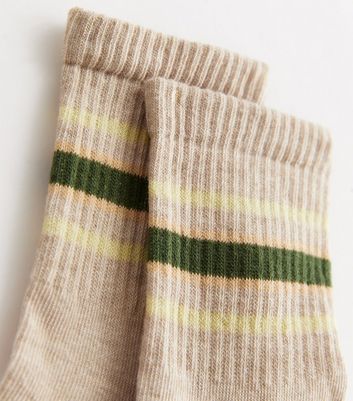 Light Brown Stripe Tube Socks New Look