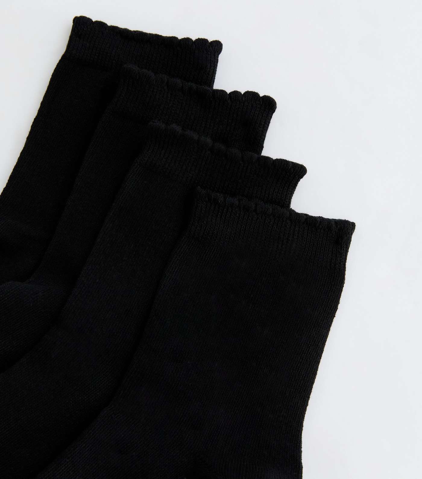 4 Pack Black Frill Edge Ankle Socks Image 2