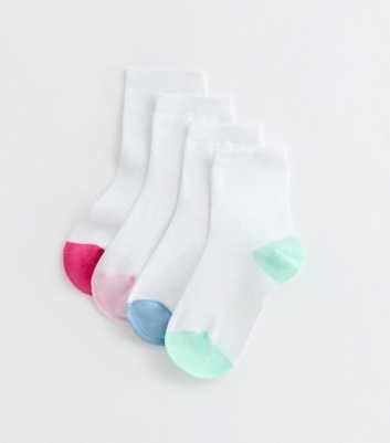 4 Pack White Heel and Toe Socks