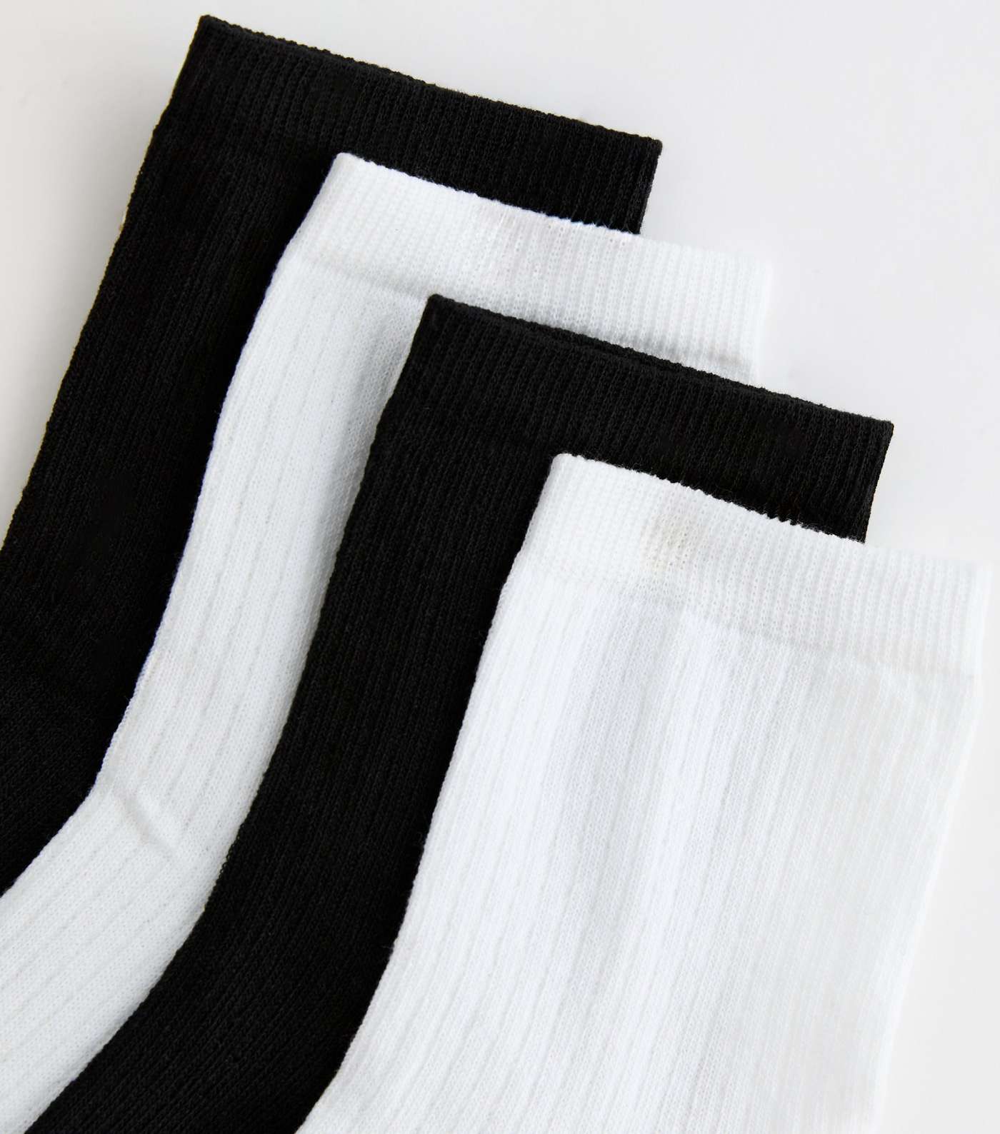 4 Pack Black and White Ribbed Ankle Socks Image 2
