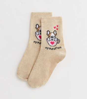 Cream Pup of Tea Socks
