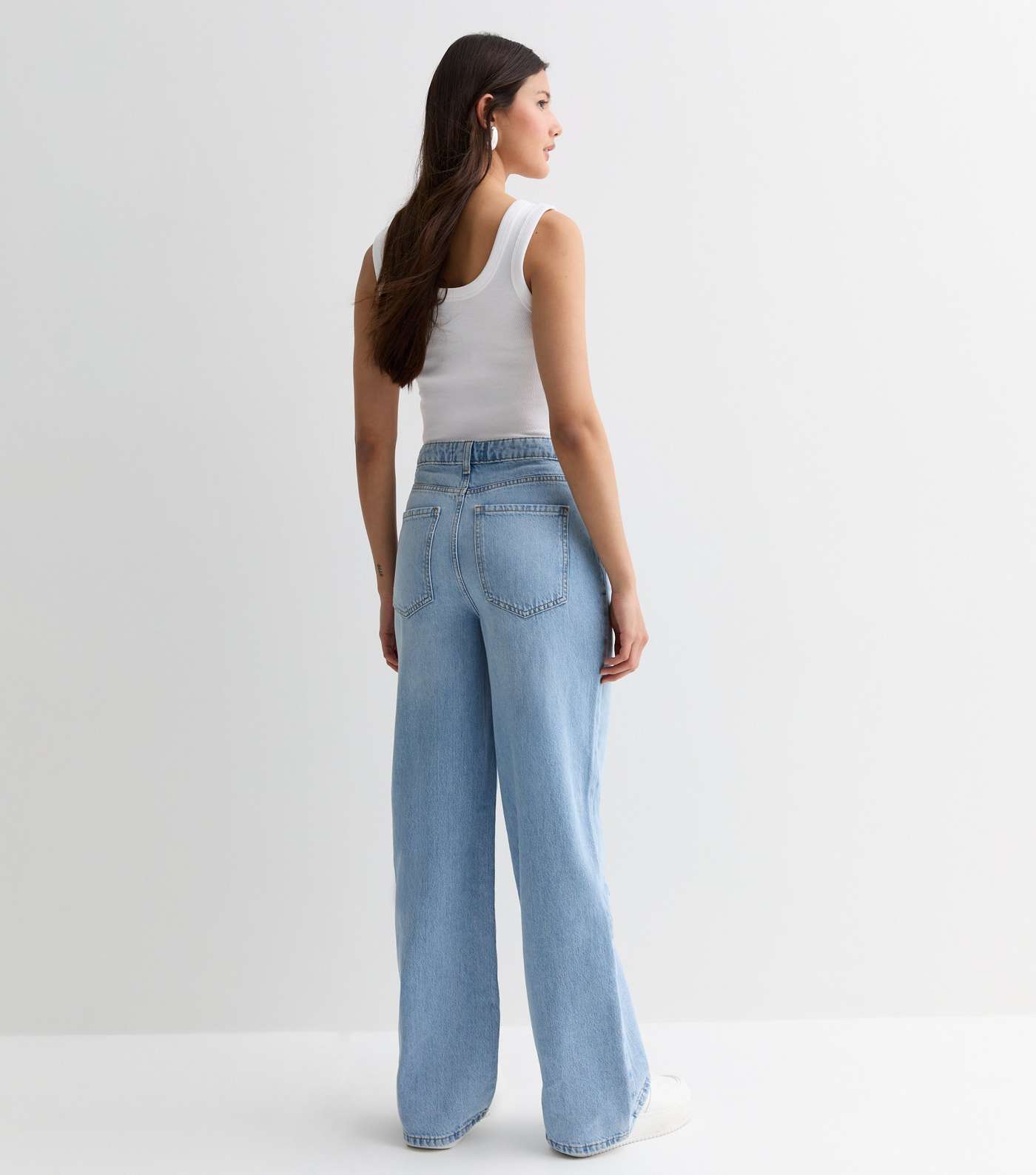 Pale Blue Ripped Wide Leg Jeans Image 5
