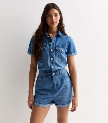 Denim short playsuit on sale