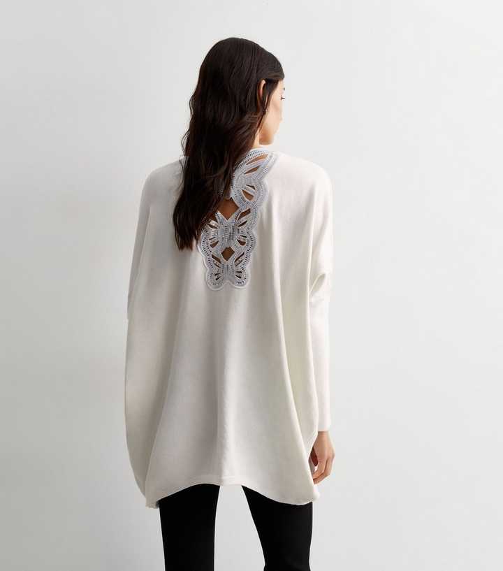 Monki Agata batwing knit jumper in off white