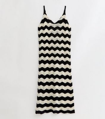Curves Black Chevron Crochet Beach Maxi Dress New Look