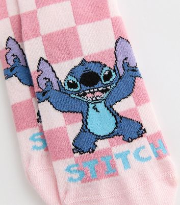 Pink Checkerboard Disney Lilo & Stitch Socks New Look