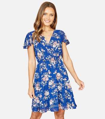 Mela Blue Floral Wrap Mini Dress